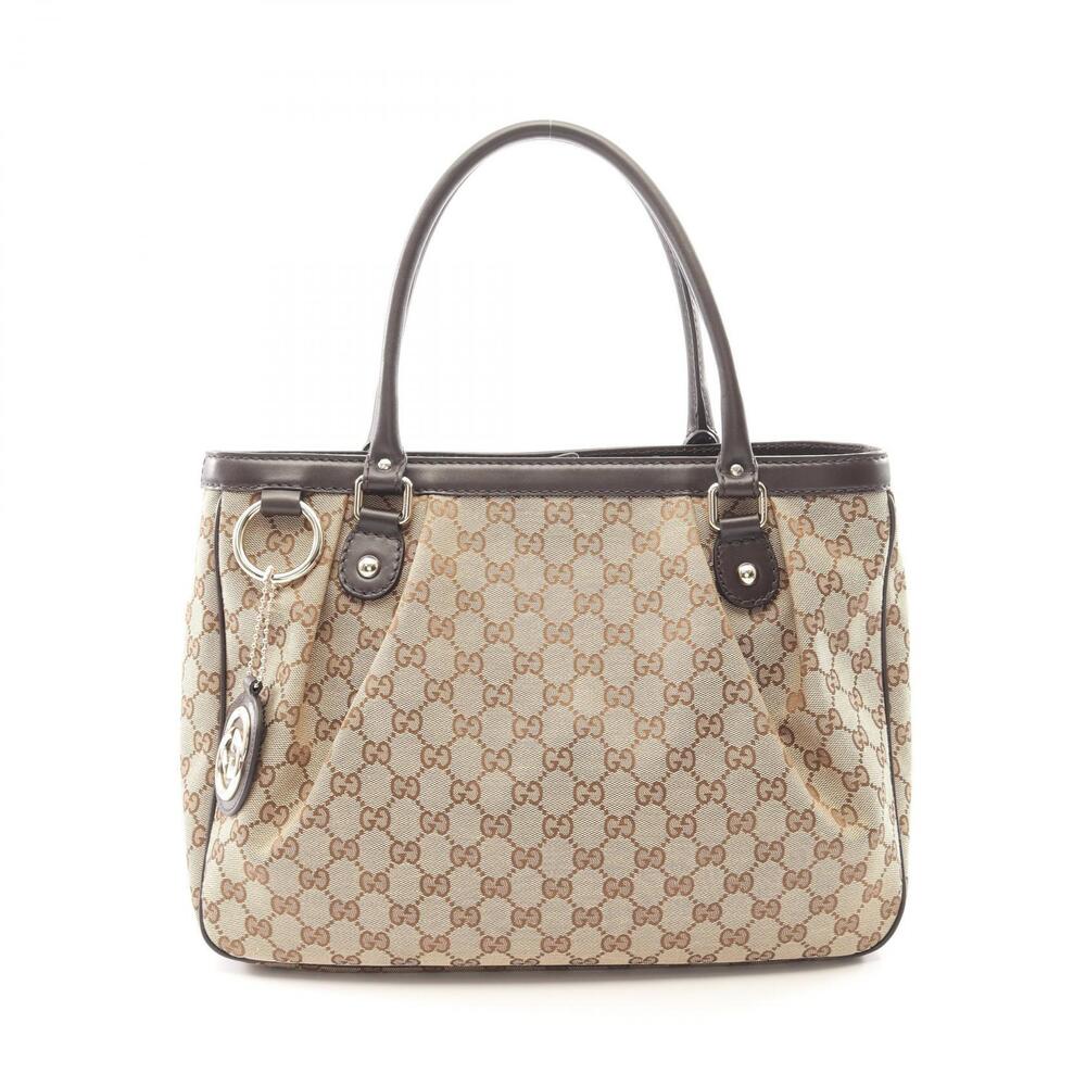 Gucci Sukey GG Canvas Leather Hobo Shoulder Bag Beige Brown